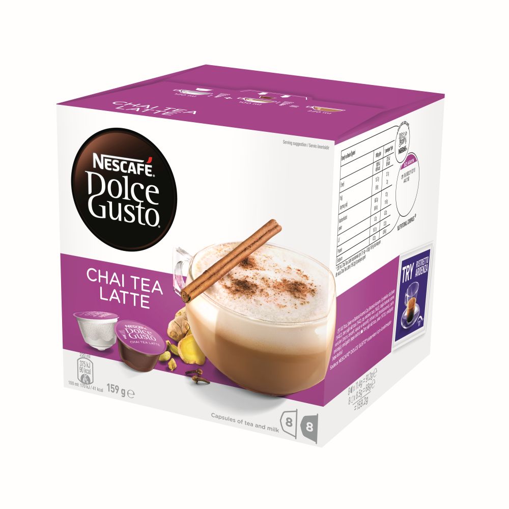 NESCAFE Dolce Gusto Chai Tea Latte 8 Coffee and 8 Milk Pods Capsules